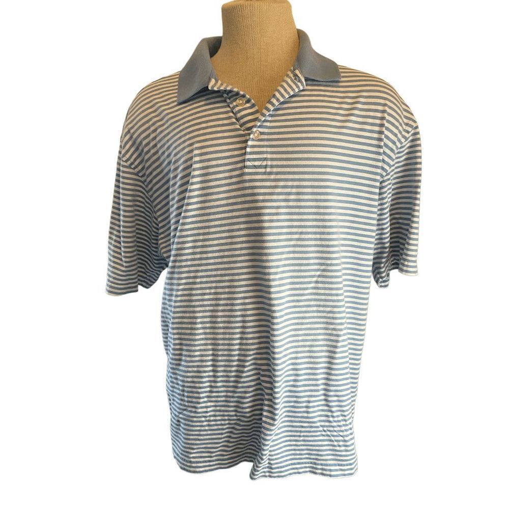 Callaway Golf Men Polo Shirt 3/4 Buttons Short Sleeves Striped Sz L Multicolor